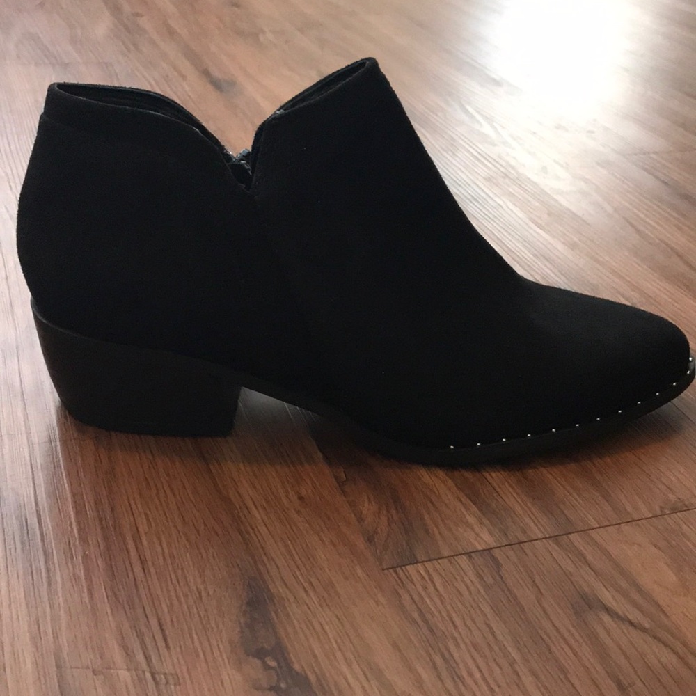 Black Suede Ankle Booties w/ Studs US 7